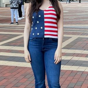 Moon&Madison Camisole Knit Top Size M American Flag